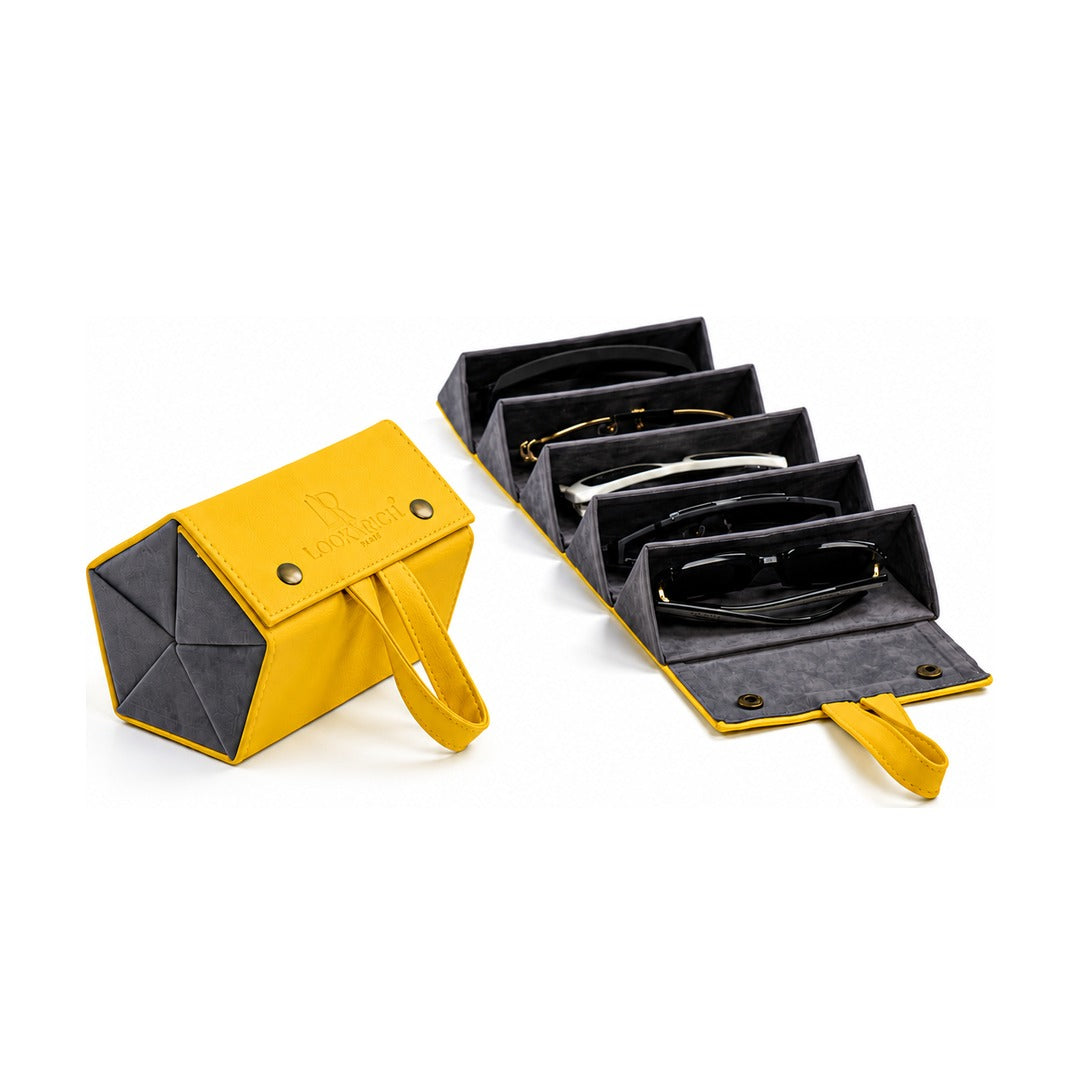 Golden Yellow Edition 5'li Gözlük Organizatör - kapalı ve açık